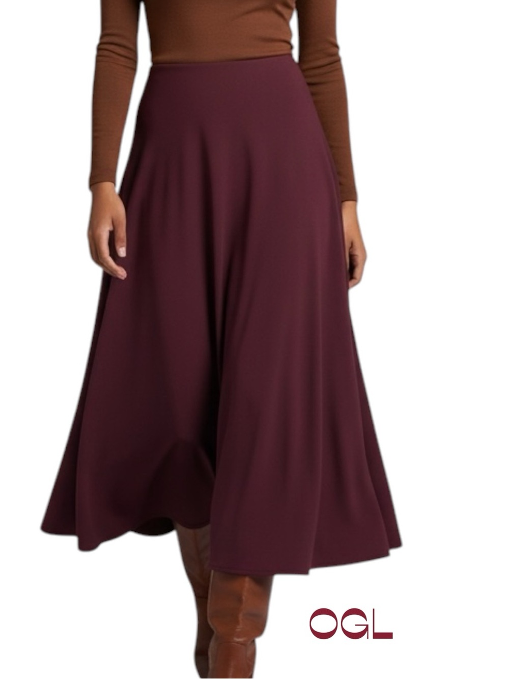 OGL Burgundy Academia Full Midi Skirt NWT Size M